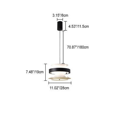 Lámpara colgante LED de giroscopio toroidal móvil de aluminio acrílico nórdico contemporáneo para comedor 