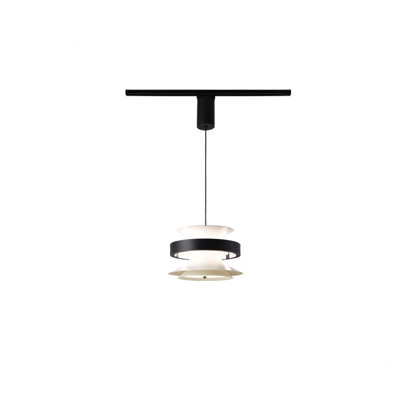 Lámpara colgante LED de giroscopio toroidal móvil de aluminio acrílico nórdico contemporáneo para comedor 