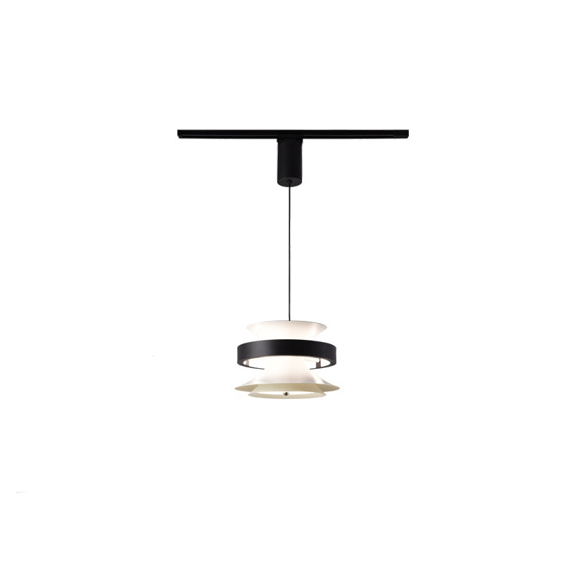 Lámpara colgante LED de giroscopio toroidal móvil de aluminio acrílico nórdico contemporáneo para comedor 