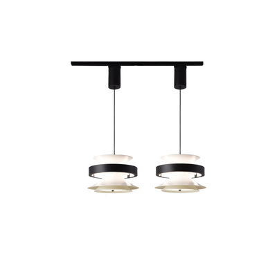 Lámpara colgante LED de giroscopio toroidal móvil de aluminio acrílico nórdico contemporáneo para comedor 
