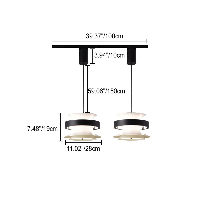 Lámpara colgante LED de giroscopio toroidal móvil de aluminio acrílico nórdico contemporáneo para comedor 