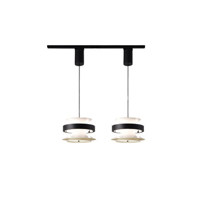 Lámpara colgante LED de giroscopio toroidal móvil de aluminio acrílico nórdico contemporáneo para comedor 