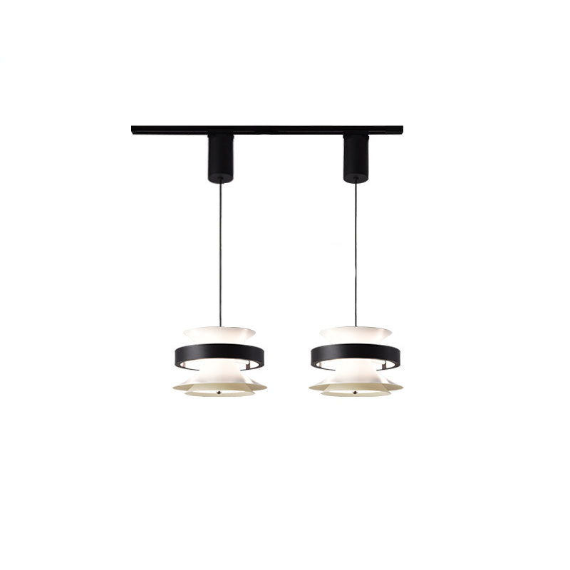 Lámpara colgante LED de giroscopio toroidal móvil de aluminio acrílico nórdico contemporáneo para comedor 