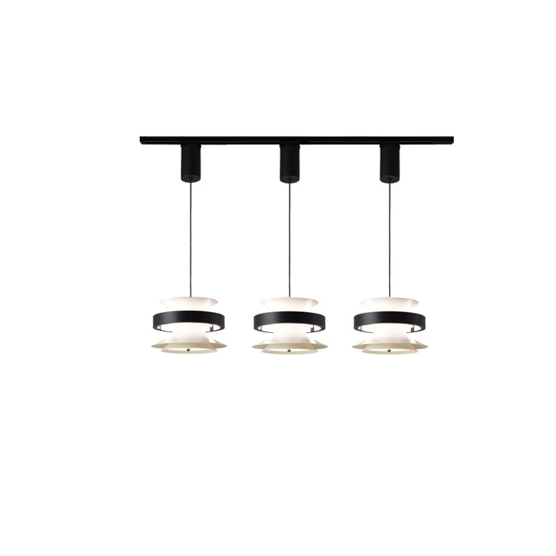 Lámpara colgante LED de giroscopio toroidal móvil de aluminio acrílico nórdico contemporáneo para comedor 