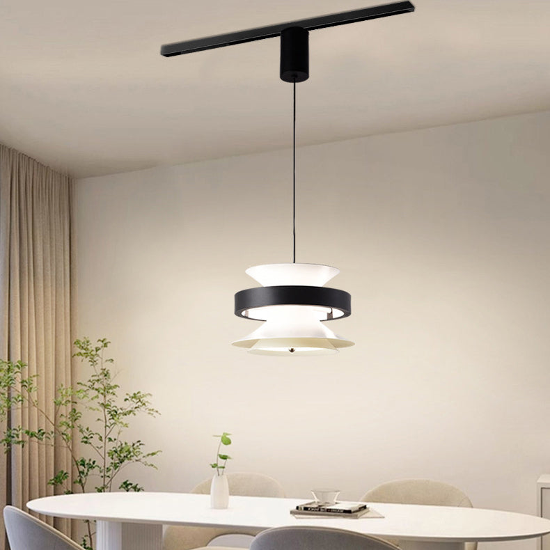 Lámpara colgante LED de giroscopio toroidal móvil de aluminio acrílico nórdico contemporáneo para comedor 