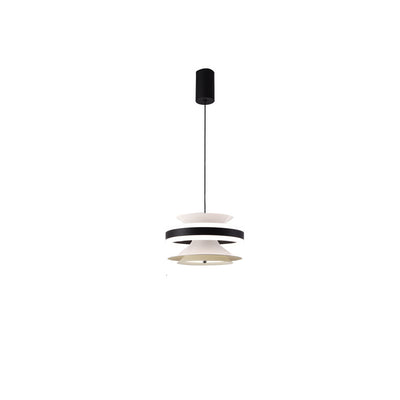 Lámpara colgante LED de giroscopio toroidal móvil de aluminio acrílico nórdico contemporáneo para comedor 