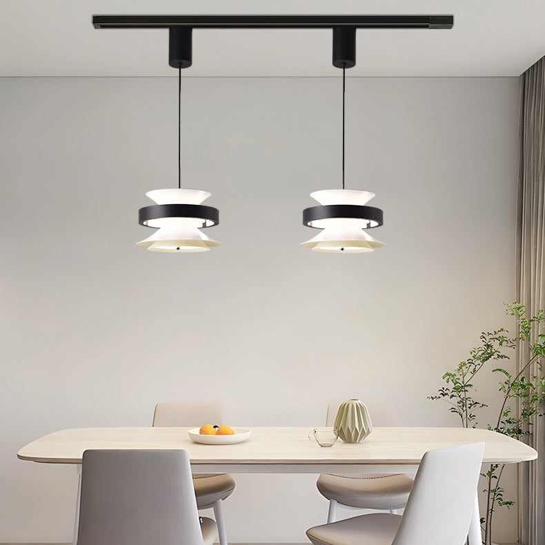 Lámpara colgante LED de giroscopio toroidal móvil de aluminio acrílico nórdico contemporáneo para comedor 