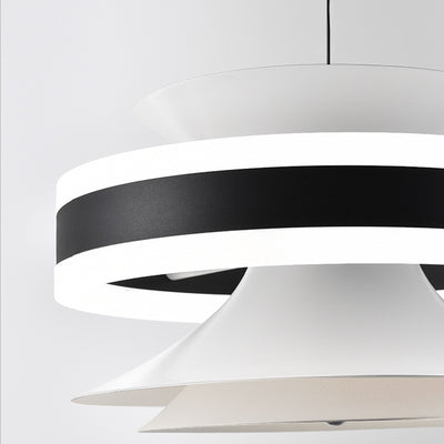 Lámpara colgante LED de giroscopio toroidal móvil de aluminio acrílico nórdico contemporáneo para comedor 