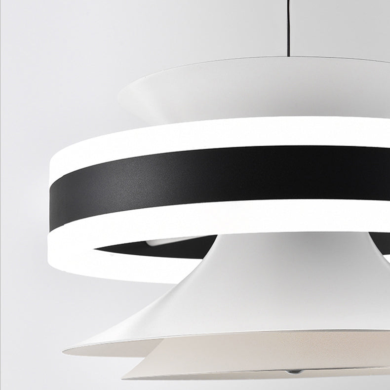 Lámpara colgante LED de giroscopio toroidal móvil de aluminio acrílico nórdico contemporáneo para comedor 