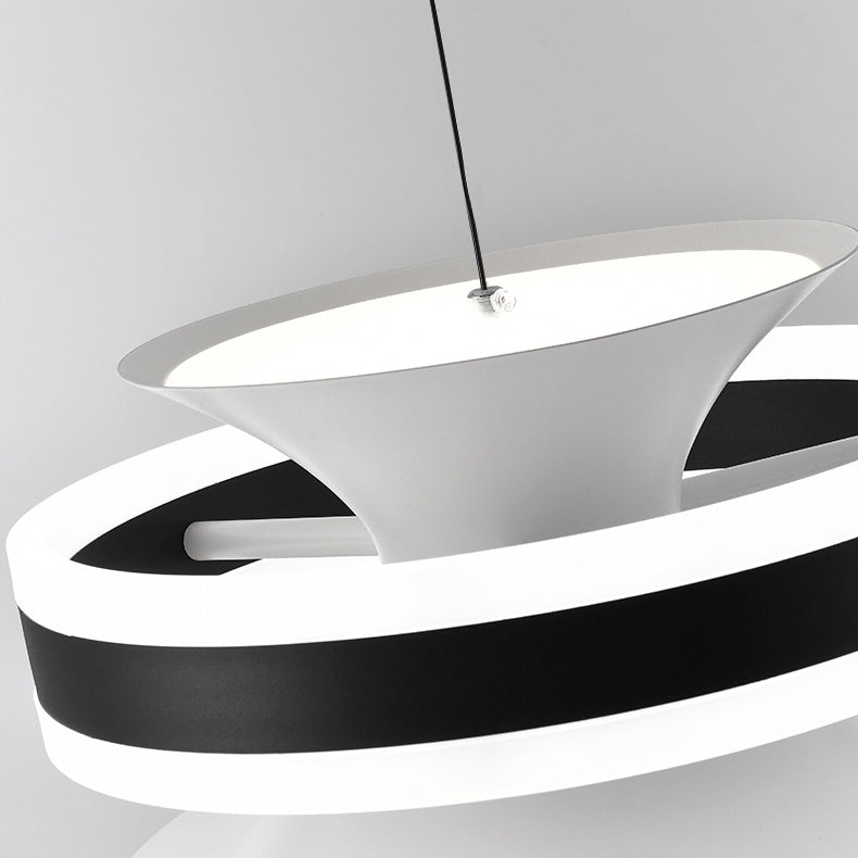 Lámpara colgante LED de giroscopio toroidal móvil de aluminio acrílico nórdico contemporáneo para comedor 
