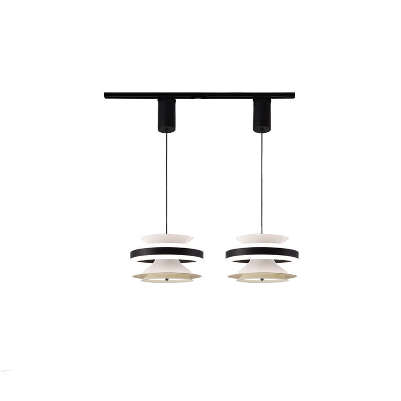 Lámpara colgante LED de giroscopio toroidal móvil de aluminio acrílico nórdico contemporáneo para comedor 