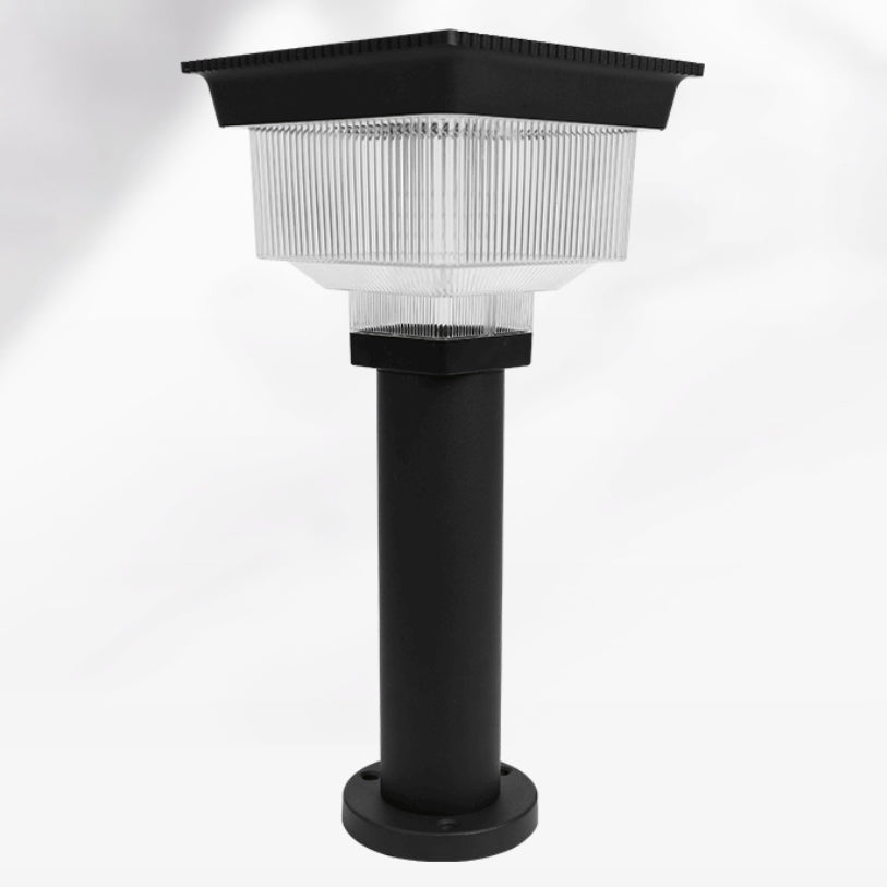 Éclairage paysager LED en aluminium PC carré cylindrique à rayures verticales, étanche et solaire, pour jardin 