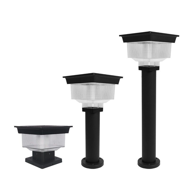 Éclairage paysager LED en aluminium PC carré cylindrique à rayures verticales, étanche et solaire, pour jardin 