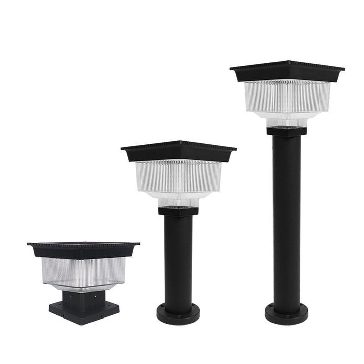 Éclairage paysager LED en aluminium PC carré cylindrique à rayures verticales, étanche et solaire, pour jardin 