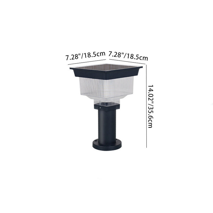 Éclairage paysager LED en aluminium PC carré cylindrique à rayures verticales, étanche et solaire, pour jardin 