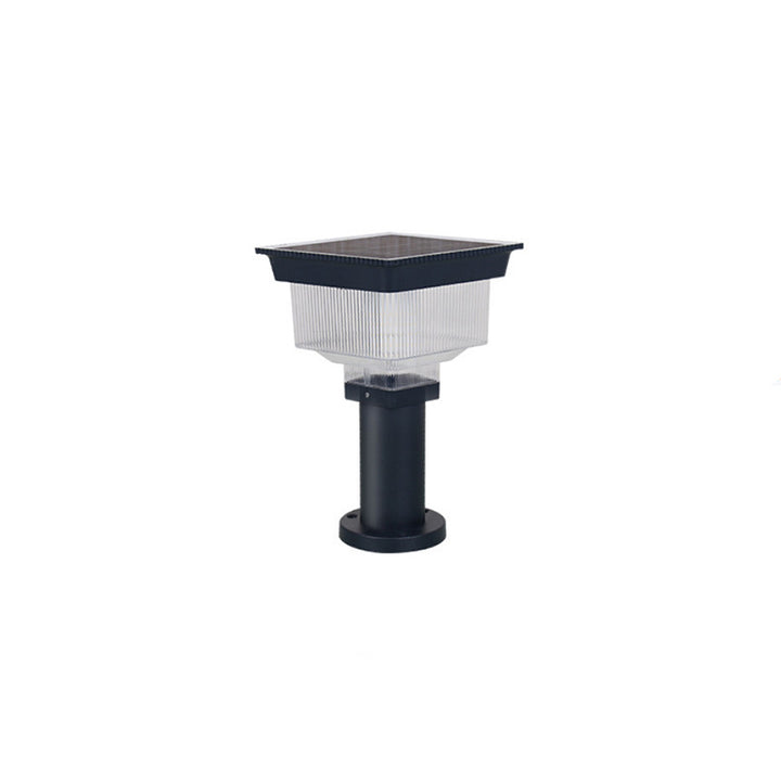 Éclairage paysager LED en aluminium PC carré cylindrique à rayures verticales, étanche et solaire, pour jardin 
