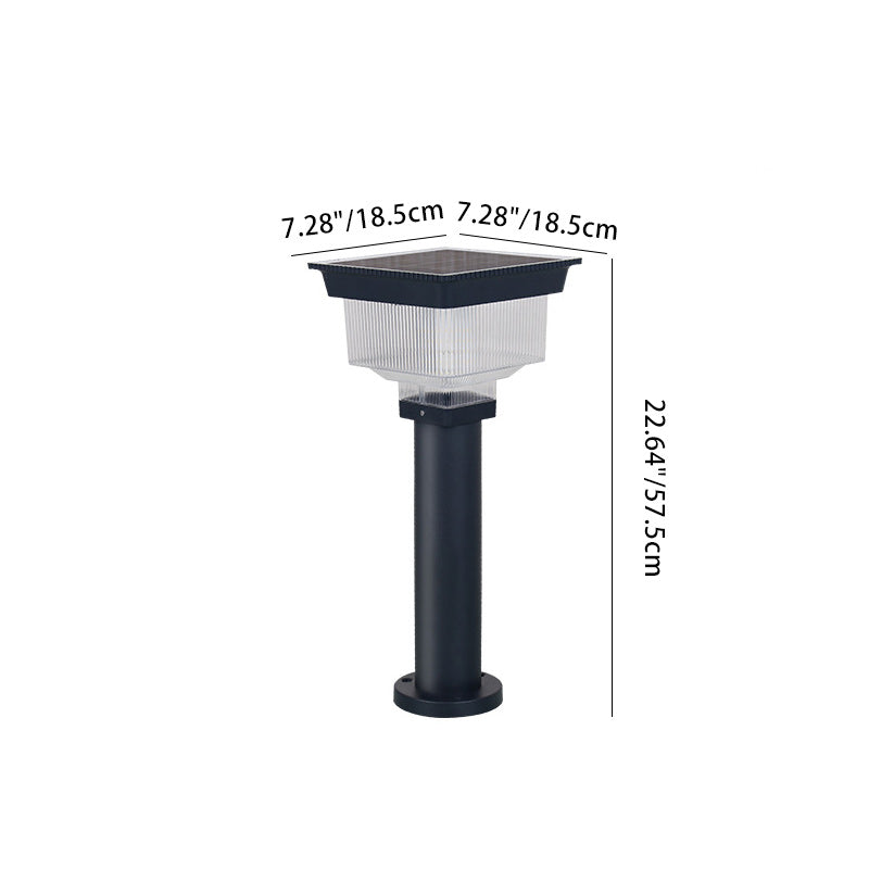 Éclairage paysager LED en aluminium PC carré cylindrique à rayures verticales, étanche et solaire, pour jardin 
