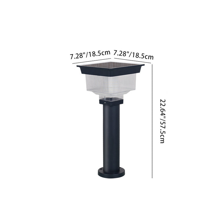 Éclairage paysager LED en aluminium PC carré cylindrique à rayures verticales, étanche et solaire, pour jardin 
