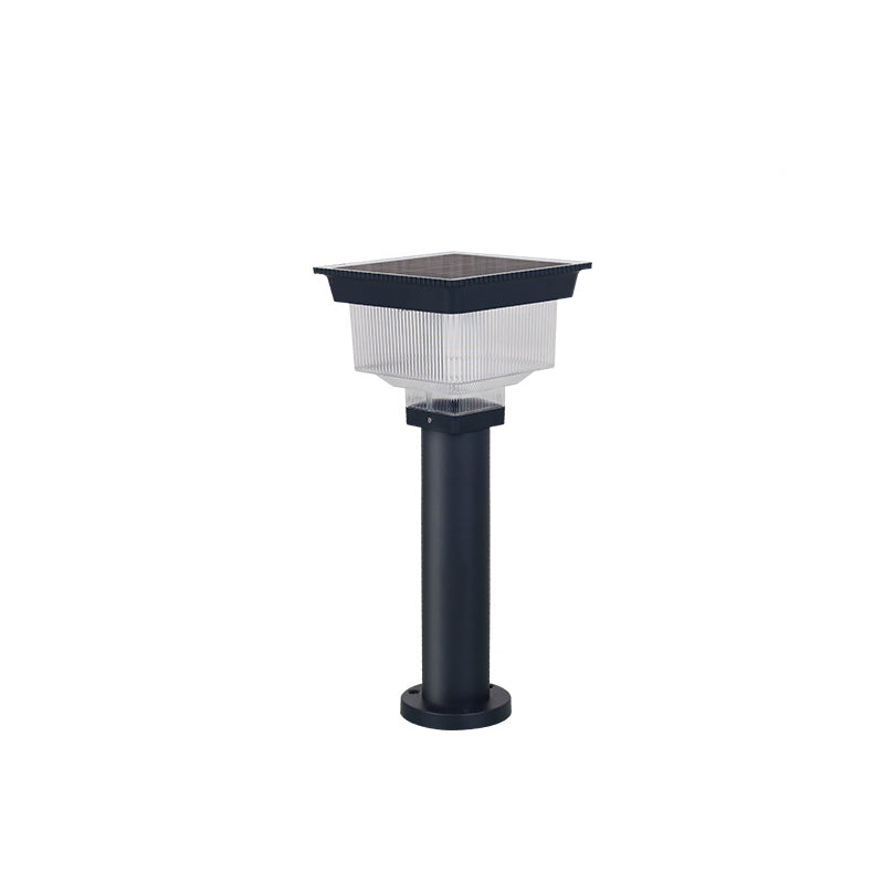 Éclairage paysager LED en aluminium PC carré cylindrique à rayures verticales, étanche et solaire, pour jardin 