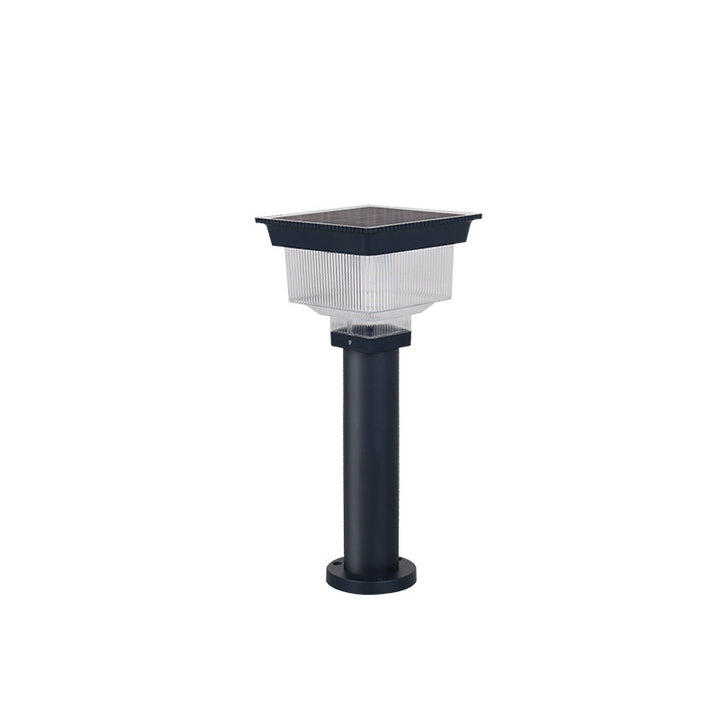 Éclairage paysager LED en aluminium PC carré cylindrique à rayures verticales, étanche et solaire, pour jardin 