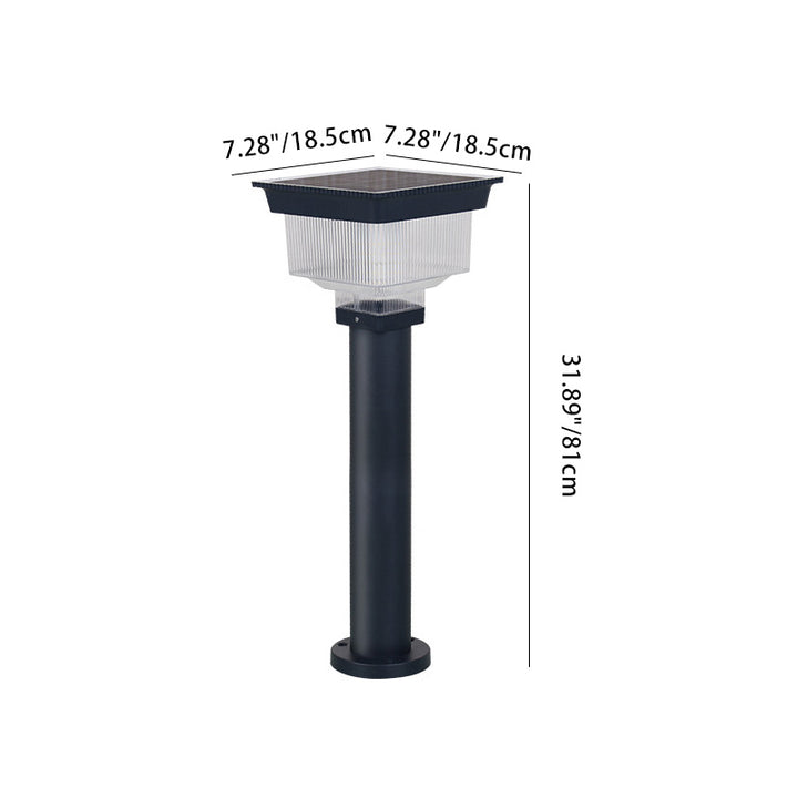 Éclairage paysager LED en aluminium PC carré cylindrique à rayures verticales, étanche et solaire, pour jardin 