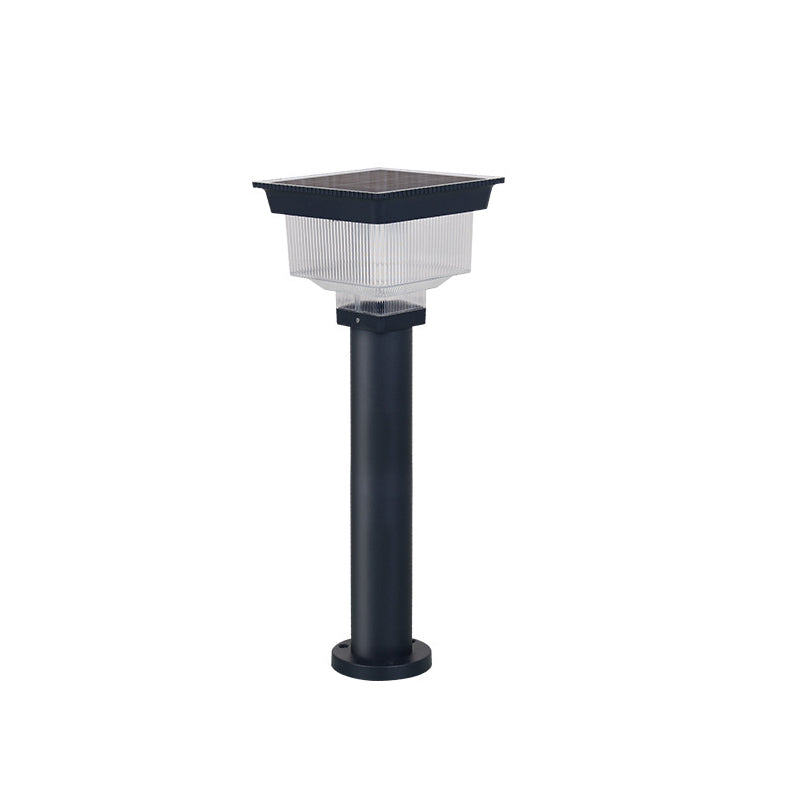 Éclairage paysager LED en aluminium PC carré cylindrique à rayures verticales, étanche et solaire, pour jardin 
