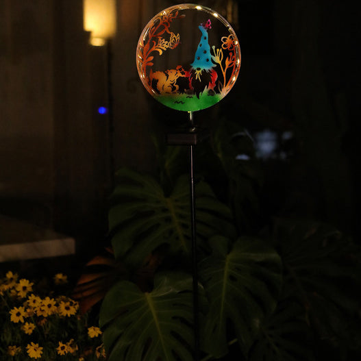 Éclairage paysager LED contemporain créatif solaire étanche en fer rond pour chat chien papillon pour jardin 
