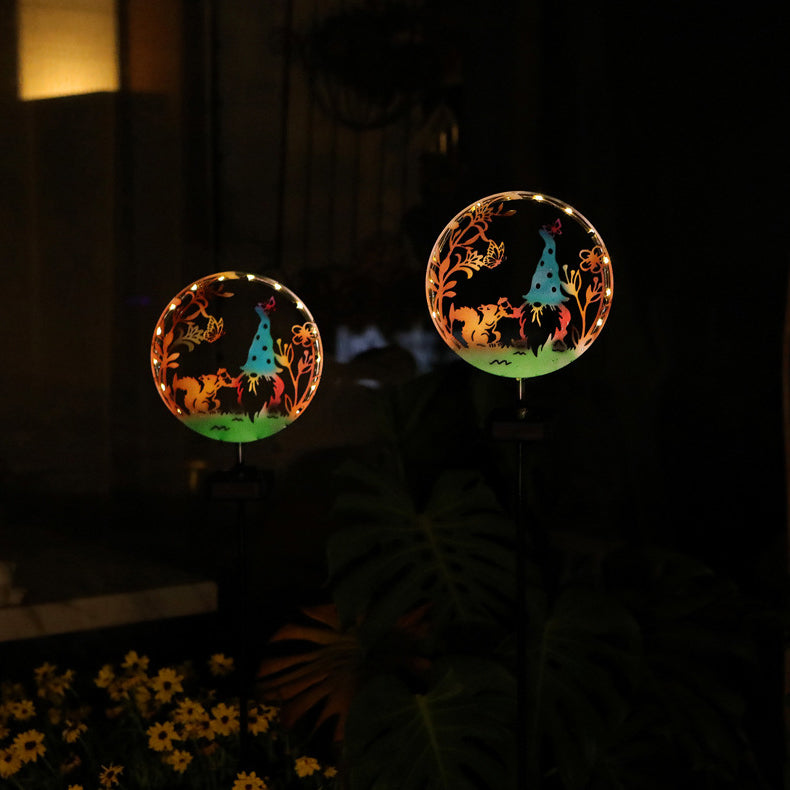 Éclairage paysager LED contemporain créatif solaire étanche en fer rond pour chat chien papillon pour jardin 