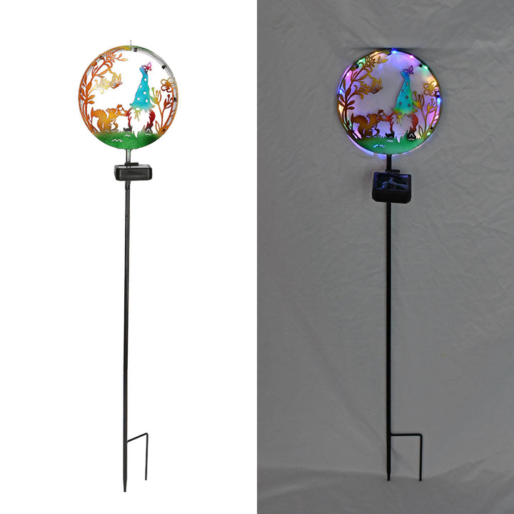 Éclairage paysager LED contemporain créatif solaire étanche en fer rond pour chat chien papillon pour jardin 
