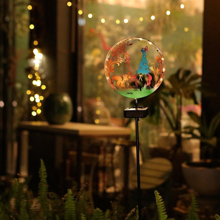 Éclairage paysager LED contemporain créatif solaire étanche en fer rond pour chat chien papillon pour jardin 
