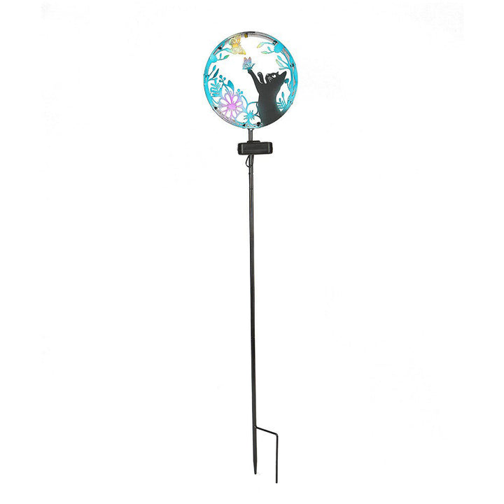 Éclairage paysager LED contemporain créatif solaire étanche en fer rond pour chat chien papillon pour jardin 