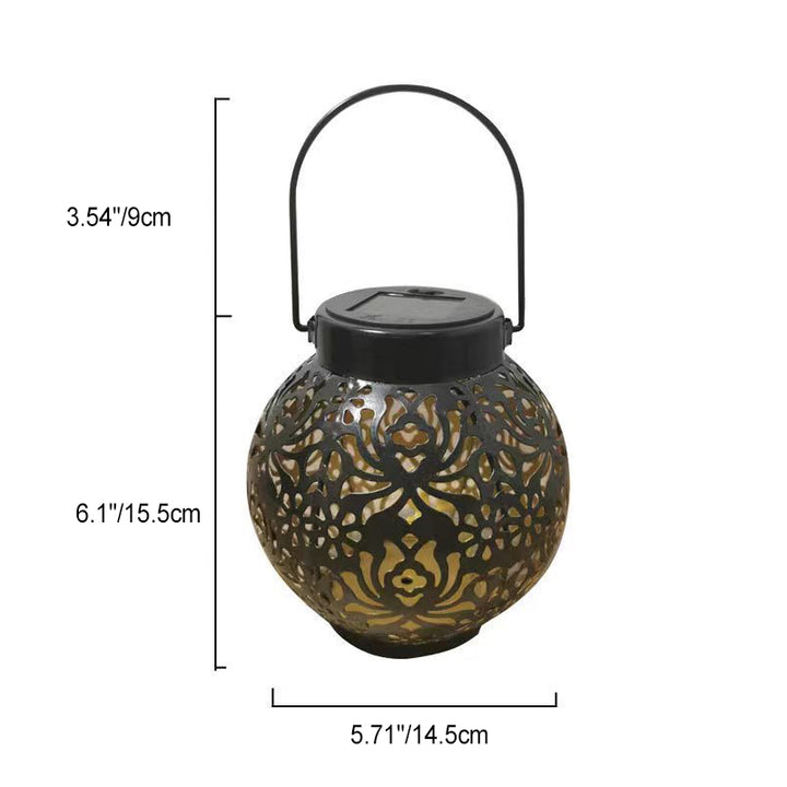 Lanterne suspendue LED pour éclairage paysager extérieur, boule en fer creuse rétro contemporaine, solaire, étanche, pour jardin 