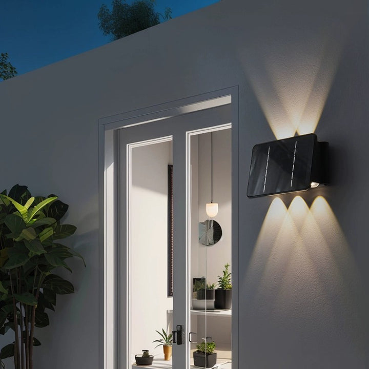 Lámpara Aplique de Pared LED Rectangular de ABS Acrílico Impermeable Solar Minimalista Moderna para Patio Exterior 