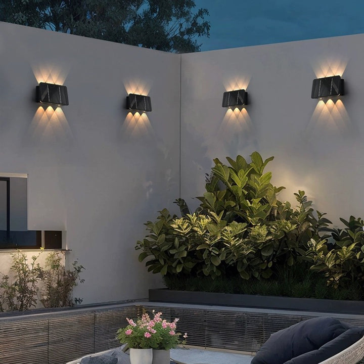 Applique Murale LED Rectangulaire Moderne Minimaliste Solaire Étanche en ABS Acrylique Pour Patio Extérieur 