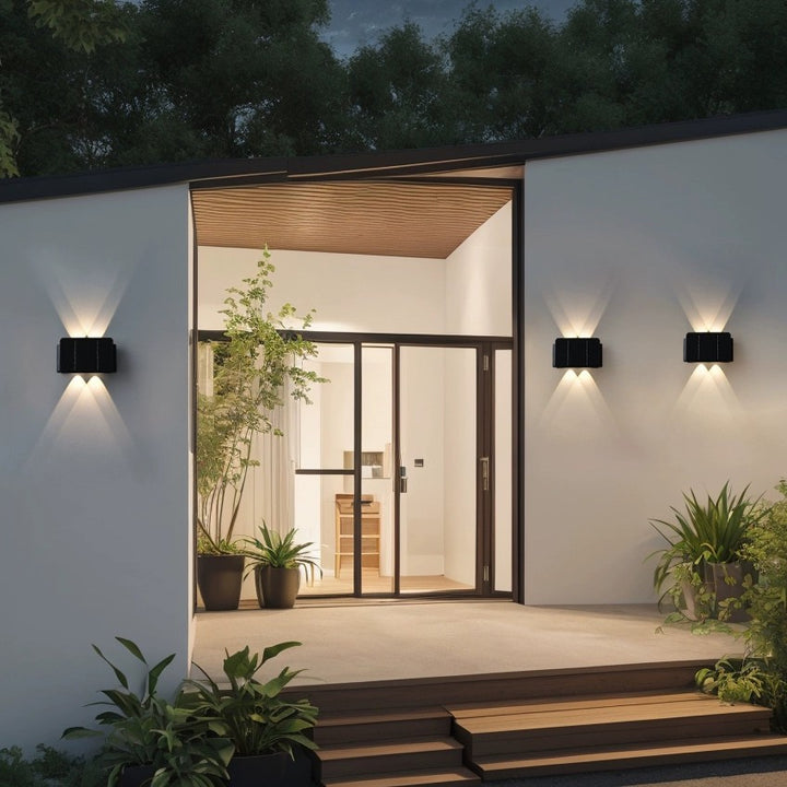 Applique Murale LED Rectangulaire Moderne Minimaliste Solaire Étanche en ABS Acrylique Pour Patio Extérieur 