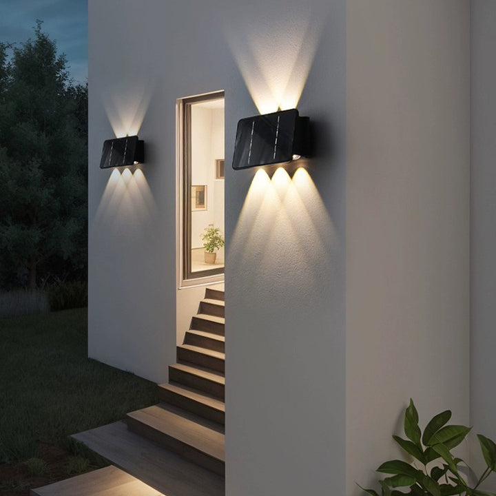 Lámpara Aplique de Pared LED Rectangular de ABS Acrílico Impermeable Solar Minimalista Moderna para Patio Exterior 