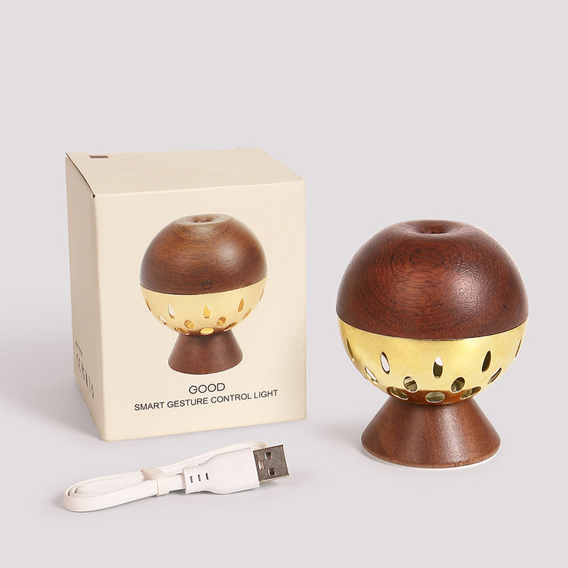 Lampe murale LED à boule de contrôle gestuel rechargeable en bois et métal de simplicité moderne avec lumière de nuit pour chevet 