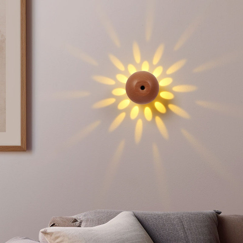 Lampe murale LED à boule de contrôle gestuel rechargeable en bois et métal de simplicité moderne avec lumière de nuit pour chevet 