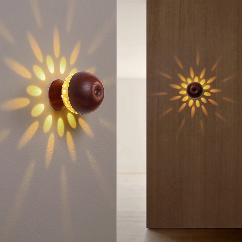 Lampe murale LED à boule de contrôle gestuel rechargeable en bois et métal de simplicité moderne avec lumière de nuit pour chevet 