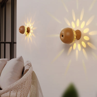 Lampe murale LED à boule de contrôle gestuel rechargeable en bois et métal de simplicité moderne avec lumière de nuit pour chevet 