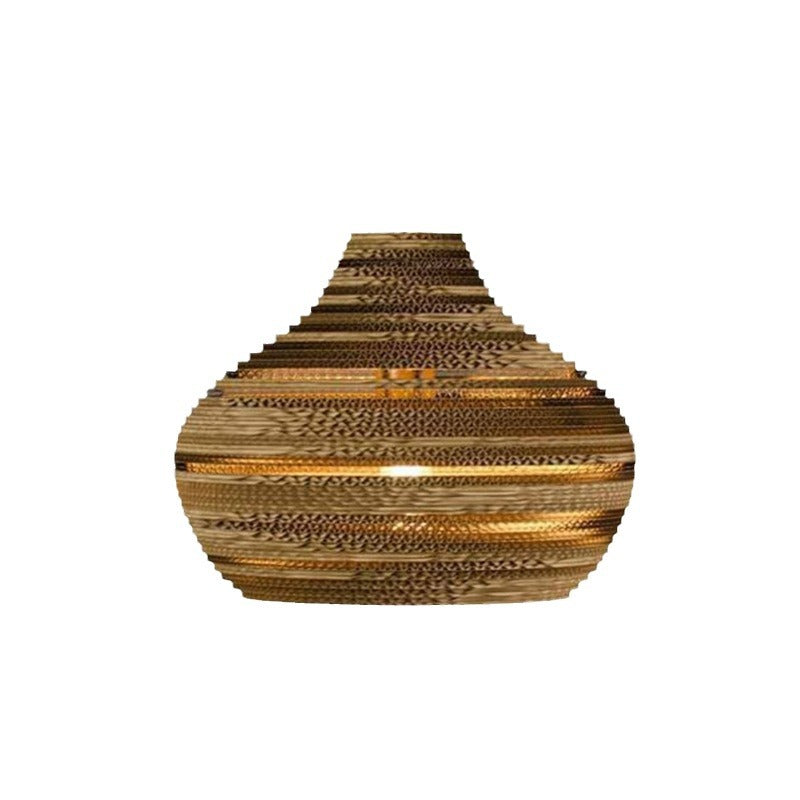 Suspension lumineuse à une ampoule en forme de goutte en papier ondulé créatif contemporain pour salle à manger 