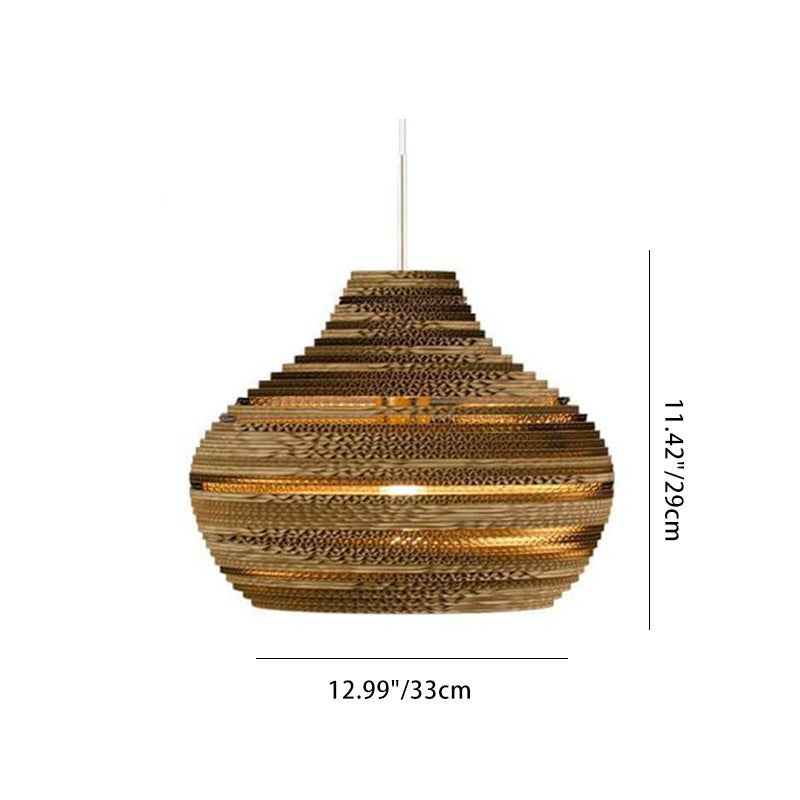 Suspension lumineuse à une ampoule en forme de goutte en papier ondulé créatif contemporain pour salle à manger 
