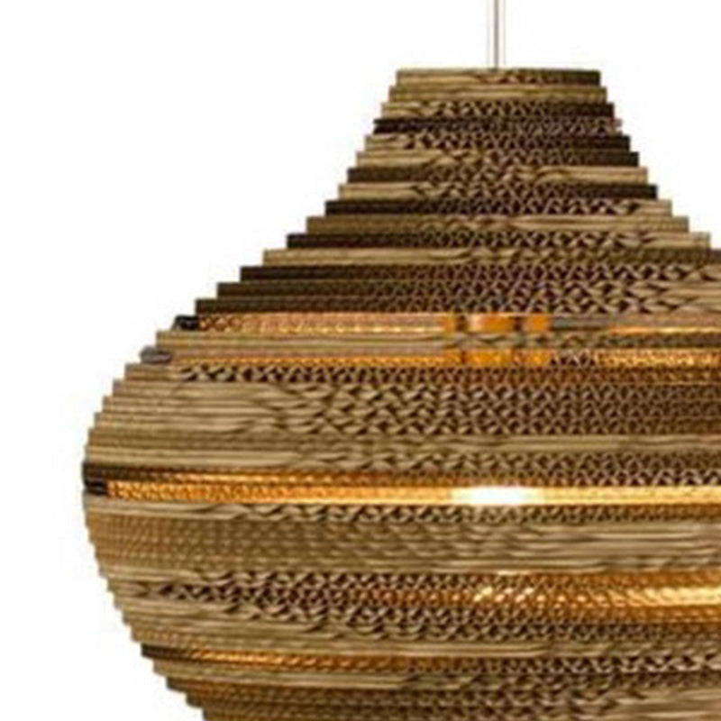 Suspension lumineuse à une ampoule en forme de goutte en papier ondulé créatif contemporain pour salle à manger 
