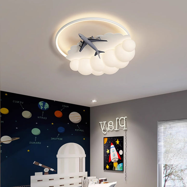 Luz de techo empotrada LED de avión nube redonda de resina acrílica de hierro nórdico contemporáneo para dormitorio 