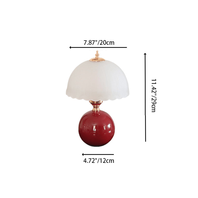 Lampe de table contemporaine nordique en céramique, métal, verre, boule, dôme, pétale à 1 lumière pour chevet 