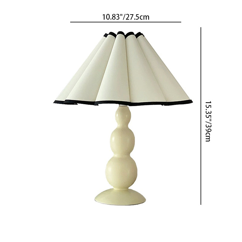 Lampe de table 1 lumière avec abat-jour conique plissé en tissu français traditionnel en PVC et fer pour chevet 