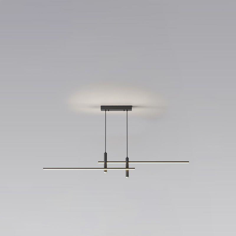 Lustre LED à bande en fer et aluminium minimaliste moderne pour salle à manger 