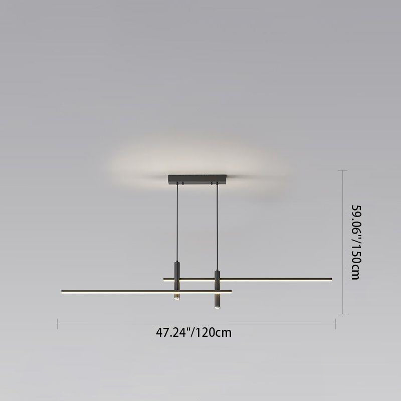 Lustre LED à bande en fer et aluminium minimaliste moderne pour salle à manger 