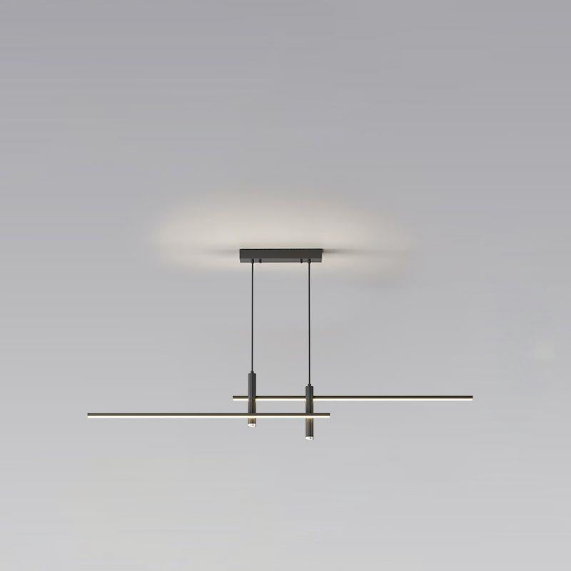 Lustre LED à bande en fer et aluminium minimaliste moderne pour salle à manger 