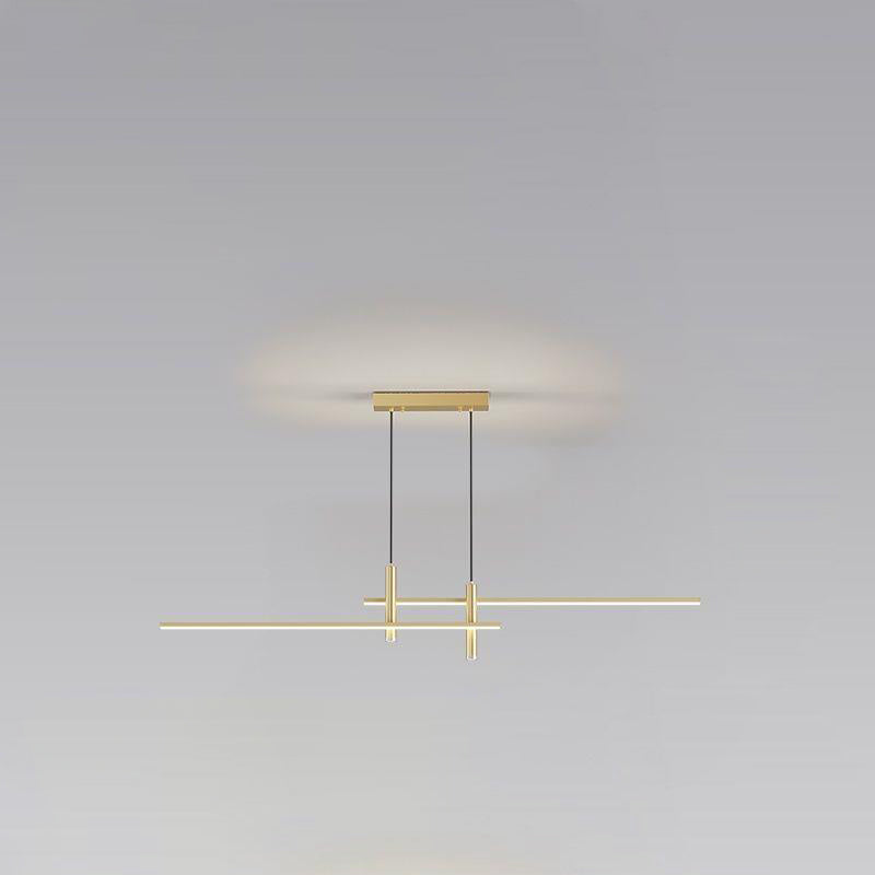 Lustre LED à bande en fer et aluminium minimaliste moderne pour salle à manger 